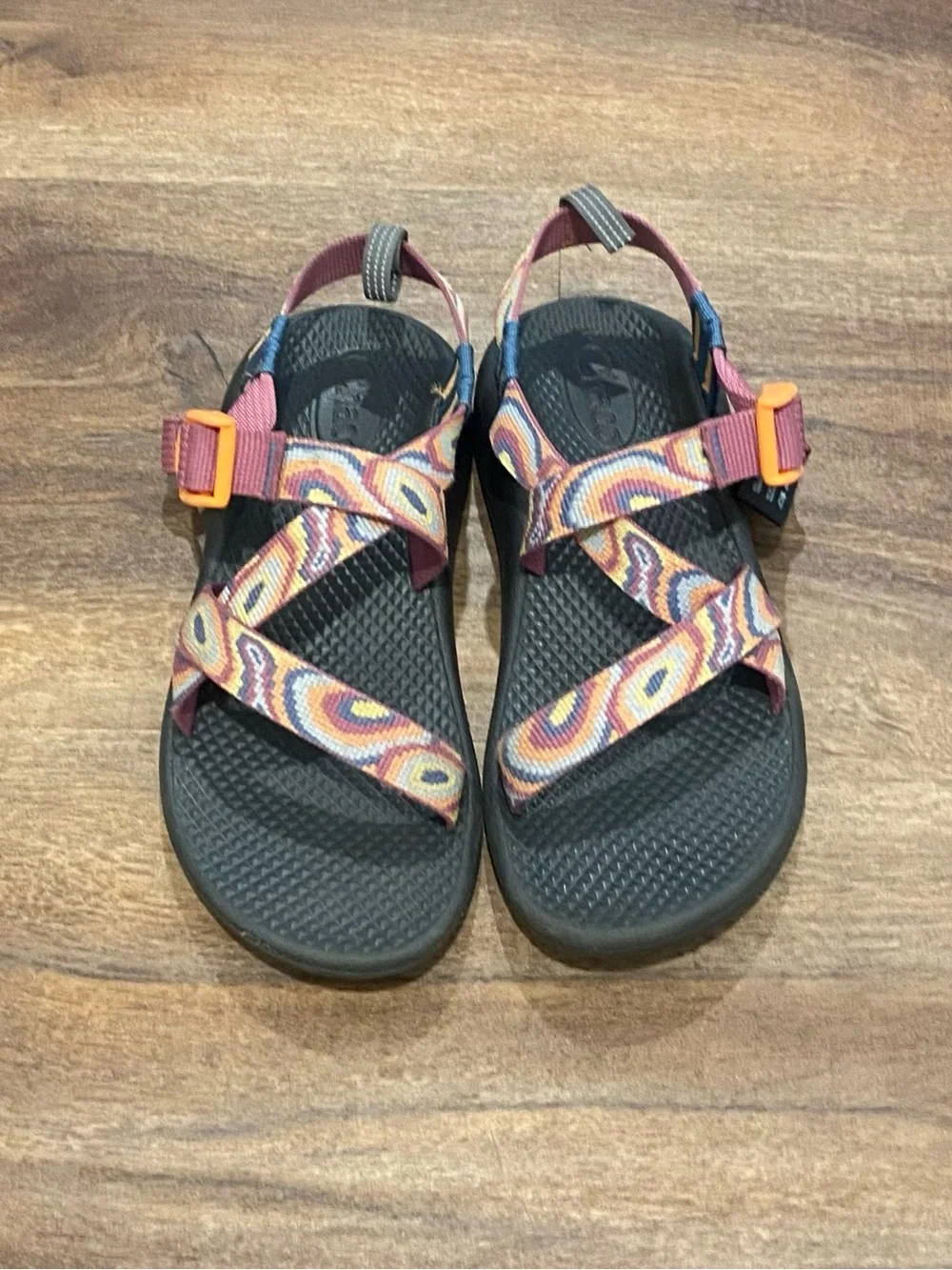 Chaco Kids' Outdoor Sandal in Purple with Multicolor Straps